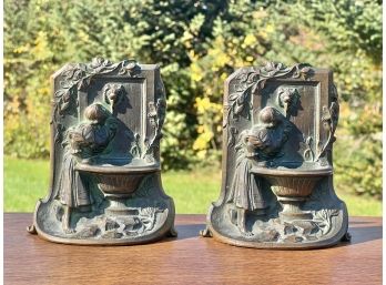 PAIR of BRONZE 'REBECCA AT THE WELL' BOOKENDS