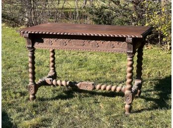 HEAVILY CARVED (19th C) LIBRARY TABLE