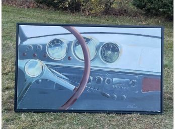 LARGE SIGNED ARTWORK Of A CLASSIC CAR DASHBOARD