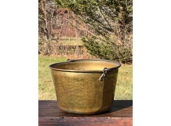 HAND HAMMERED BRASS BUCKET With SEA GLASS