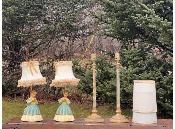 (2) PAIRS Of VINTAGE LAMPS - FIGURAL & CUT GLASS
