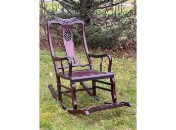 CARVED CHINESE ROSEWOOD ROCKING CHAIR