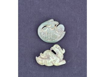 (2) CARVED CHINESE JADE BIRDS