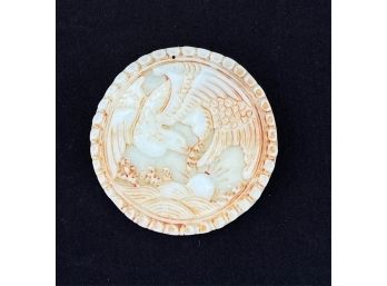 CARVED CHINESE WHITE JADE EAGLE PENDANT/PLAQUE