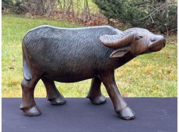 LARGE CARVED CHINESE ROSEWOOD WATER BUFFALO