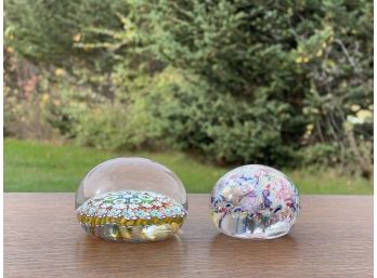ANTIQUE SCRAMBLE GLASS PAPERWEIGHT & (1) OTHER