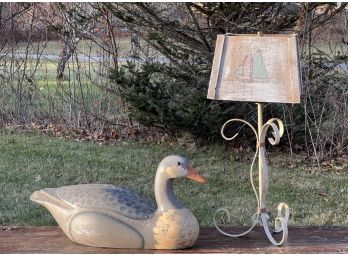 CARVED & PAINTED GOOSE And NAUTICAL LAMP