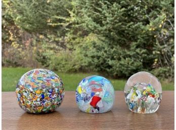 (2) MILLEFIORI PAPERWEIGHTS & (1) OTHER