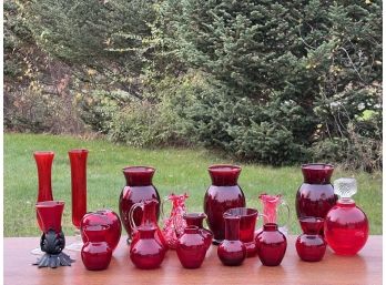 GENEROUS LOT of VINTAGE RUBY GLASS