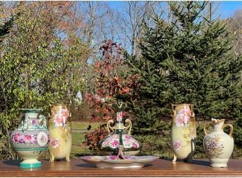 NICE GROUP of HAND PAINTED PORCELAIN