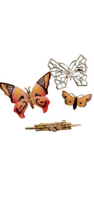 4 Vintage Butterfly Brooches 3 Signed 5/47