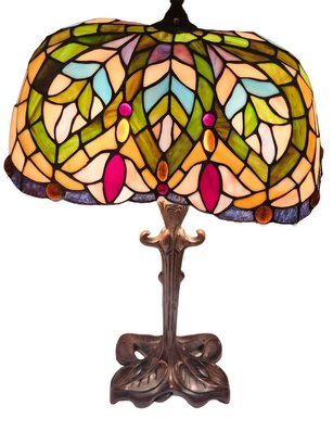 Beautiful Slag Glass And Metal-Stained Glass Lamp *PICK UP ONLY*