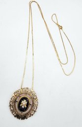 Vintage 14 K Diamond Enamel Catholic Daughters Of America Necklace (A5038)