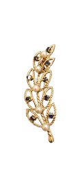 Vintage 14kt Gold Pearl And Sapphire Leaf Shaped Brooch 5/57