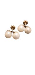 Vintage 14kt Gold And 8mm Pearl Pierced Earrings 5/82