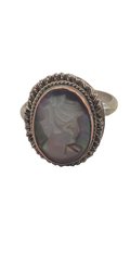 Vintage 800 Silver And Abalone Shell Cameo Ring Size 8 5/108