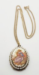 Vintage Unsigned Fragonard Porcelain West Germany Necklace (a5159)