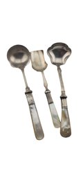Group Of 3 Hallmarked Antique Mother Of Pearl Spoons 6/9