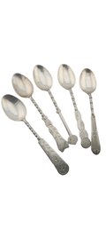 Vintage Group Of 5 Assorted Sterling Decorative Spoons 6/5