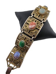 Vintage Decorative Unsigned Acrylic Cabochon Panel Bracelet 5/107