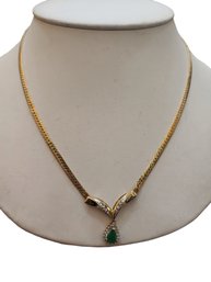 Vintage Jadeite 14kt Gold And Diamond Pendant Necklace #6141