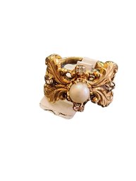 Vintage 60s NOS Decorative Adjustable Faux Pearl  Ring #6174