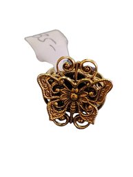 Vintage 60s NOS Decorative Adjustable Butterfly Ring #6179