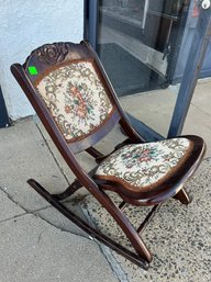 Vintage Tapestry Rocking Folding Chair