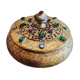 Antique Gilt Bronze & Jeweled Powder Covered Jar