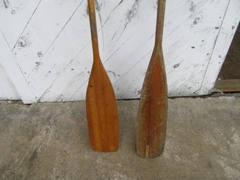 2 Old Canoe Wooden Paddles