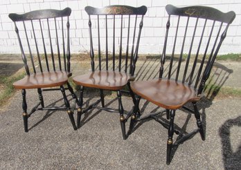 3 Signed Hitchcock Windsor Chairs