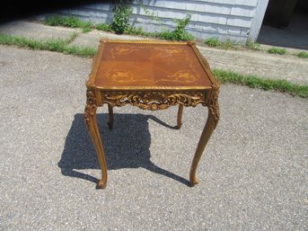 French Style Carved And Inlaid Stand