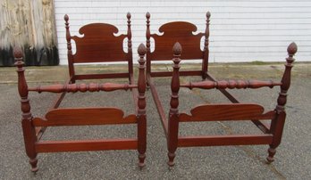 Pair Of Solid  Mahogany  Poster Twin Beds