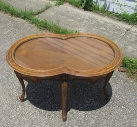 French Carved  And Inlaid  Shaped Top Coffee Table