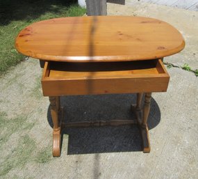 Pine Oval Occasional Table With Drawer