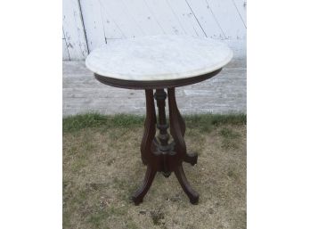 Walnut Oval Marble Top Table