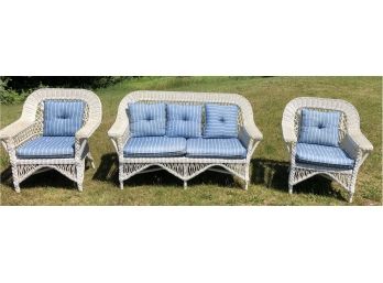 Wicker Settee And 2 Chairs