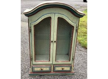 Paint Decorated Small Table Top  Curio Cabinet