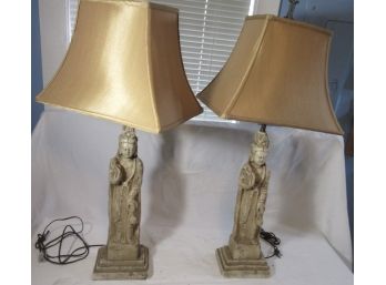 Pair Of Asian  Style Lamps Attributed To A Very Good Maker.