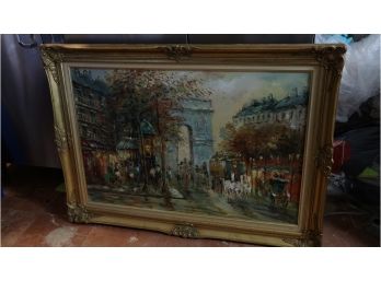 Large French Impresionist Paris Street Scene
