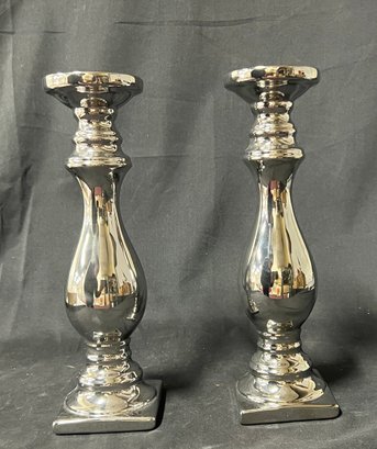 6. MCM 'Silver' Candle Holders (2)