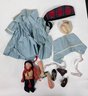 12. Collector's Lot Of Antique Doll Clothes, Doll & Story Book Doll