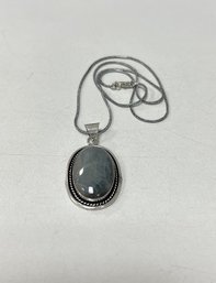 90. German Silver Labradorite Pendant Necklace With Chain