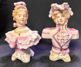 30. Vintage Bisque Lady And Gentleman Busts