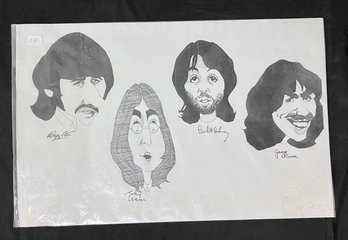 10. Beatles Caricature Drawing Print