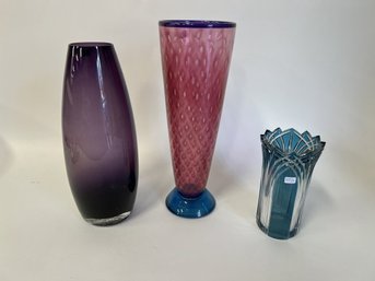 122. Art Glass Vases (3)