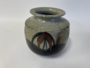 125. Vintage Hand Painted Stoneware Vase