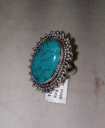 76. German Silver Turquoise Ring