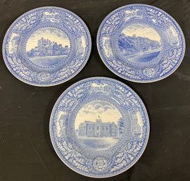 267. View Of 1929 University Of Pennsylvania Blue And White Wedgewood Plates (3)