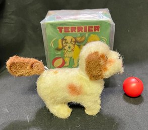35. Vintage Wind Up Toy Dog W/ball